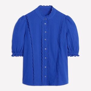 Boden Scallop Double Cloth Top